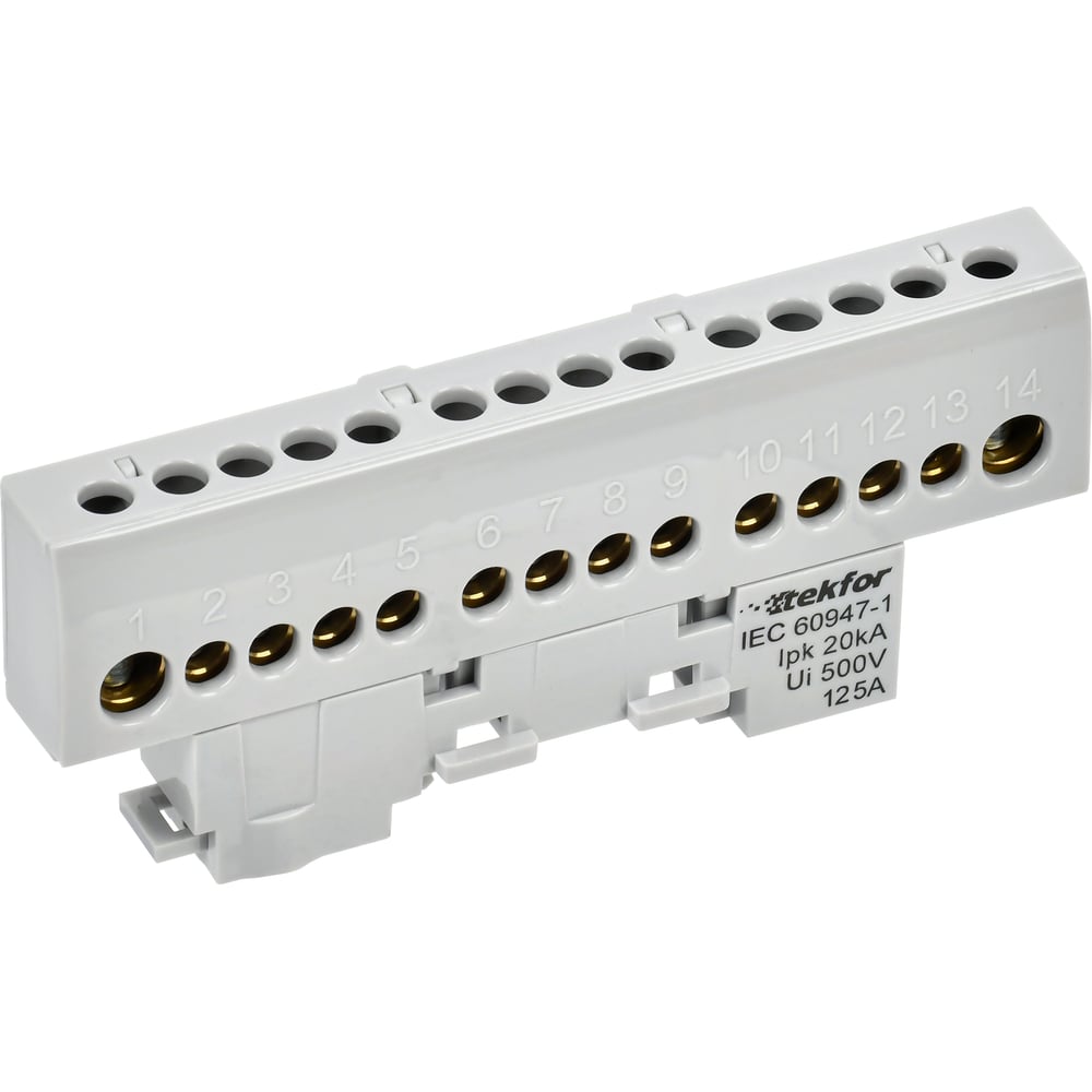 Изображение товара Шина нулевая изолированная на Din-рейку IEK TEKFOR 8x12-14-Ср 5 шт