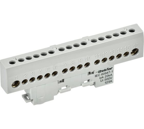 Изображение товара Шина L фаза изолированная на универсальном держателе IEK TEKFOR 8x12-16-Ср (5шт/упак) TF-NN20-16-KL-K03