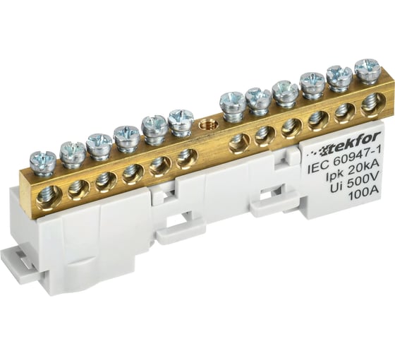 Изображение товара Шина L фаза неизолированная на универсальном держателе IEK TEKFOR 6x9-12-Ср (5шт/упак) TF-NN10-12-DL-K03