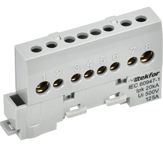 Изображение товара Шина L фаза изолированная на универсальном держателе IEK TEKFOR 8x12-8-Ср (5 шт/упак) TF-NN20-08-KL-K03