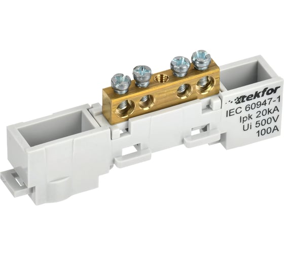 Изображение товара Шина L фаза неизолированная на универсальном держателе IEK TEKFOR 6x9-4-Ср (5шт/упак) TF-NN10-04-DL-K03