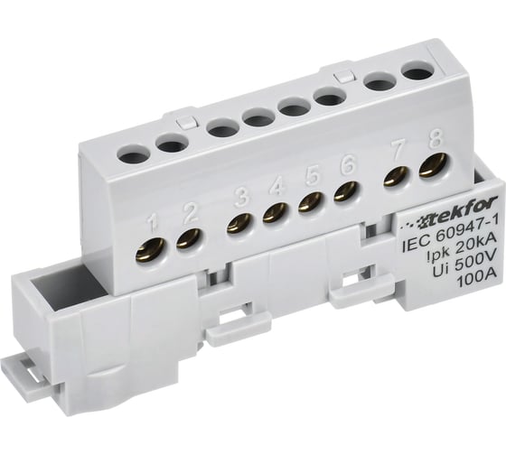 Изображение товара Шина L фаза изолированная на универсальном держателе IEK TEKFOR 6x9-8-Ср (5шт/упак) TF-NN10-08-KL-K03