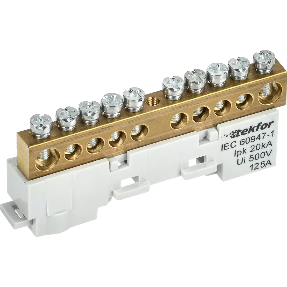 Изображение товара Шина L фаза неизолированная на универсальном держателе IEK TEKFOR 8x12-10-Ср (5шт/упак) TF-NN20-10-DL-K03