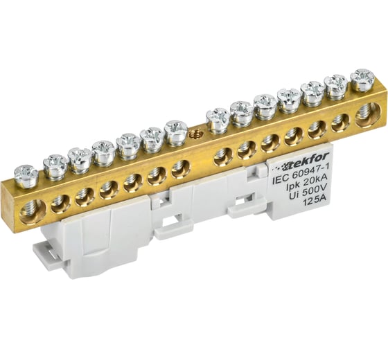 Изображение товара Шина L фаза неизолированная на универсальном держателе IEK TEKFOR 8x12-14-Ср (5шт/упак) TF-NN20-14-DL-K03