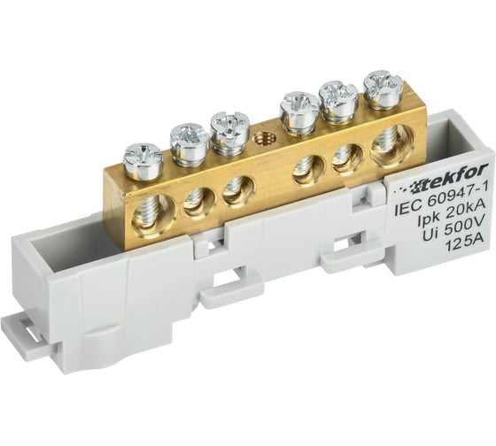 Изображение товара Шина L фаза неизолированная на универсальном держателе IEK TEKFOR 8x12-6-Ср (5шт/упак) TF-NN20-06-DL-K03