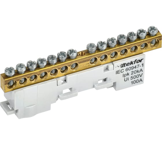 Изображение товара Шина L фаза неизолированная на универсальном держателе IEK TEKFOR 6x9-14-Ср (5шт/упак) TF-NN10-14-DL-K03