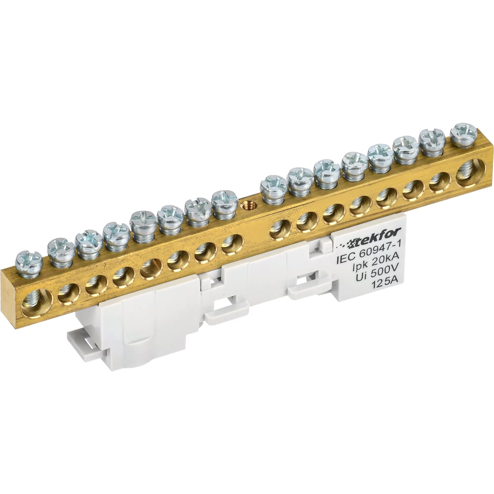 Изображение товара Шина L фаза неизолированная на универсальном держателе IEK TEKFOR 8x12-16-Ср (5шт/упак) TF-NN20-16-DL-K03