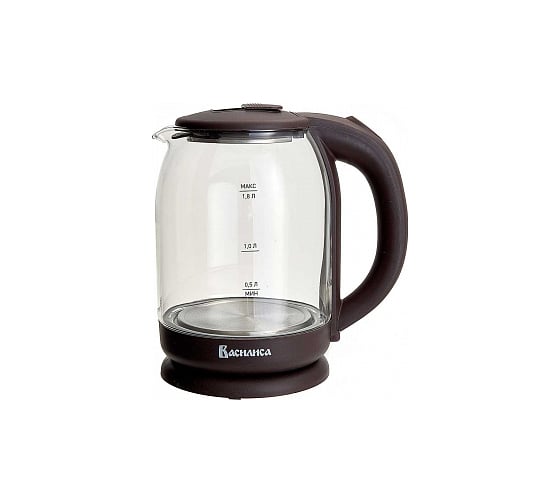 Изображение товара Электрический чайник ВАСИЛИСА ВА-1035 корпус из жаропрочного стекла, коричневый 1500 Вт, 1.8 л Р1-00007142