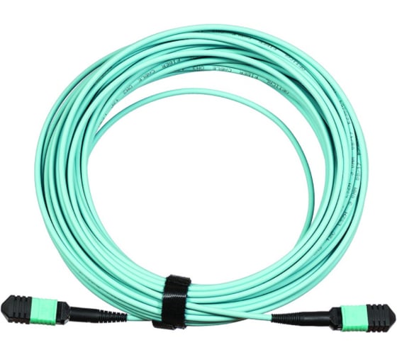 Изображение товара Кабельная сборка LANMASTER MPO-MPO, 12 волокон, OM3, тип B, KeyUp-KeyUp, 5 м, аква LAN-12M-12M/OM3B-5.0