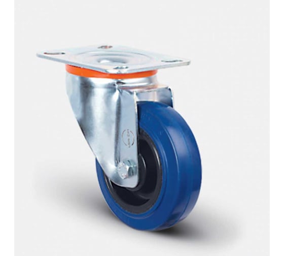 Изображение товара Колесо MFK-TORG эластичная синяя резина диск полиамид поворотное 80 мм EM01-ZMRm-80