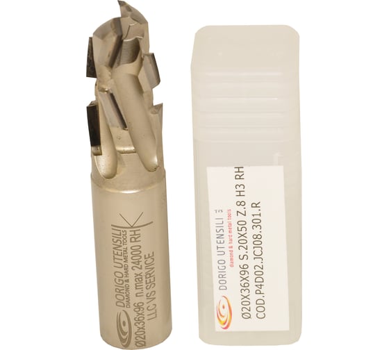 Изображение товара Фреза концевая алмазная Dorigo DA: Ø20х36х95 Z2+2 20x50 Z=8 H=3 RH P4D02.JCJ08.301.R