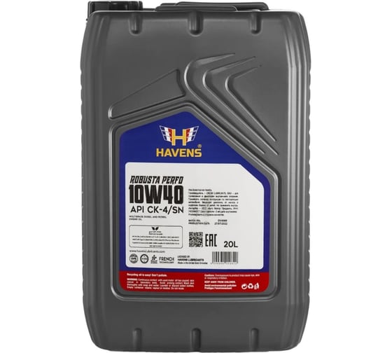 Изображение товара Моторное масло для тяжелонагруженной техники HAVENS Robusta Perfo SAE 10W40 API CK-4/SN, CJ-4, 20 л HRP10W40CK420