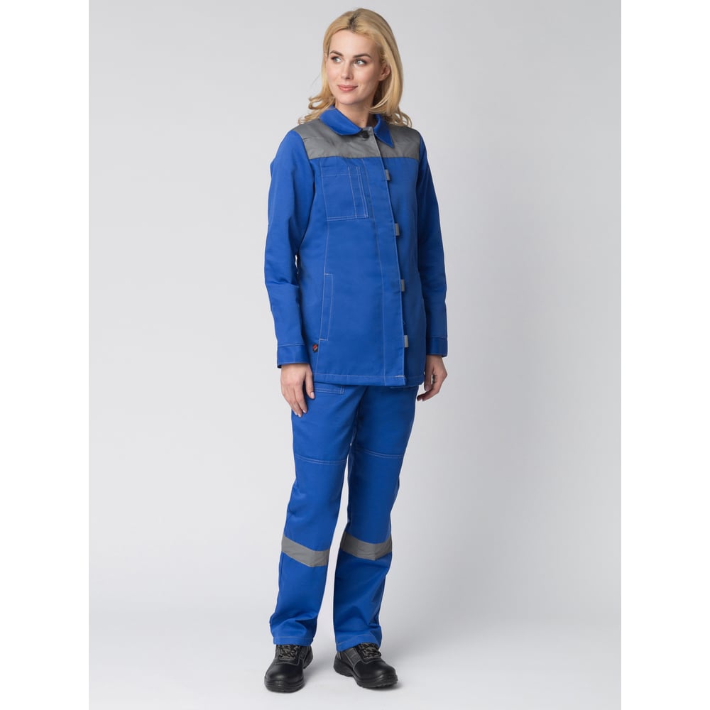 Изображение товара Женский костюм с брюками Факел Веснис-1 СОП (ткань смесовая, 210) васильковый/серый 87471191.013