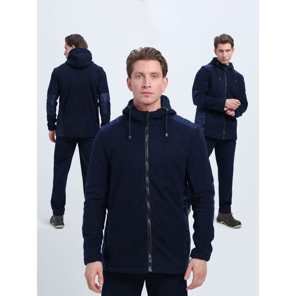 Изображение товара Мужская куртка с капюшоном ФАКЕЛ Кэмп из флиса темно-синяя