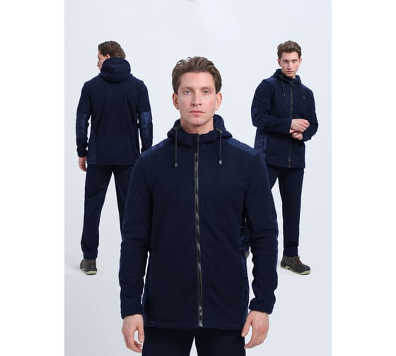 Изображение товара Куртка с капюшоном ФАКЕЛ Кэмп ткань флис, темно-синий 87494816 87494816.033