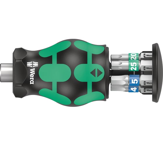 Изображение товара WERA Kraftform Kompakt Stubby Magazin 3 короткая ручка-битодержатель с битами, 6 предметов WE-008875