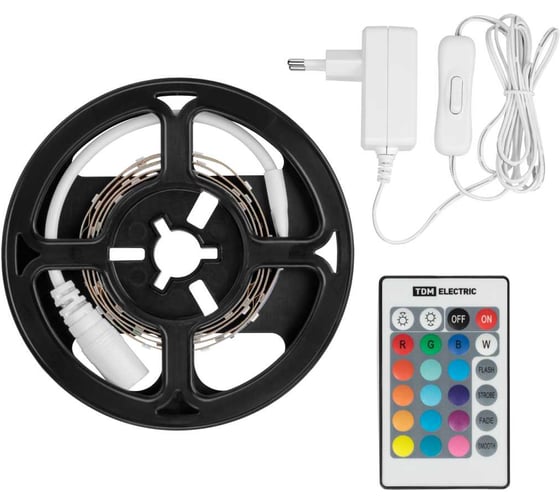 Изображение товара Комплект светодиодной ленты TDM ELECTRIC SMD5050-30 LED/м-12 В-7,2 Вт/м 1 м 12 Вт, IR-контроллер SQ0331-0237