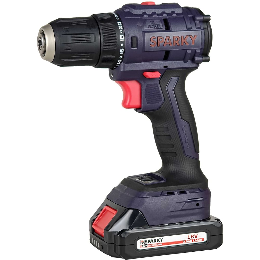 Изображение товара Аккумуляторная дрель-шуруповерт SPARKY BR2 18Li-C HD BL 14000197157 с 2 аккумуляторами