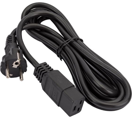 Изображение товара Шнур питания LANMASTER C19-Schuko, 3х1.5, 220В, 16А, 3 м LAN-PP19/SH-16A-3.0 LAN-PP19/SH-3.0-BK