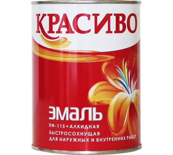 Изображение товара Эмаль Красиво ПФ-115 черная, банка 0,8 кг 4690417011162