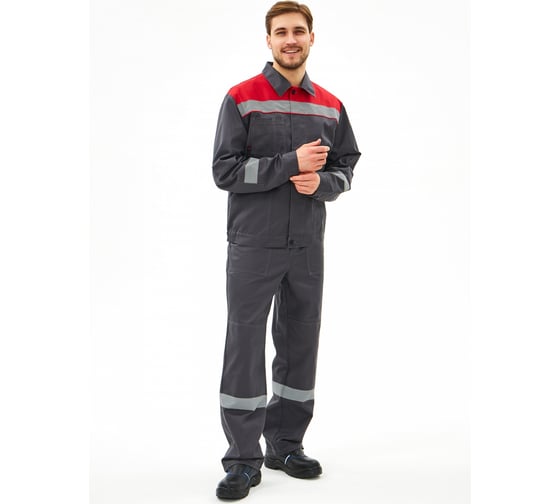 Изображение товара Костюм ФАКЕЛ Липецк-2 СОП CH ткань cмесовая, 280 п/к, темно-серый/красный 87491036 87491036.004