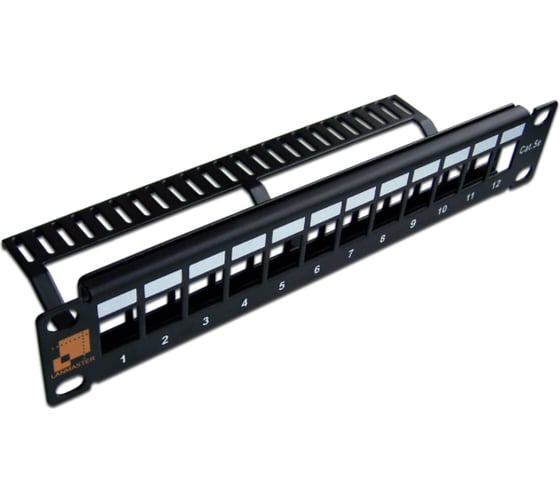 Изображение товара Наборная патч-панель LANMASTER 10, неэкранированная, 12 портов, 1U, LAN-PP12OK-UTP/10