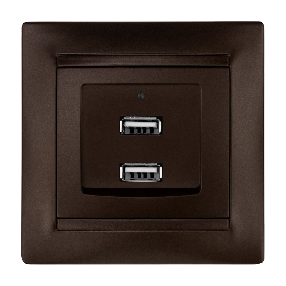 Розетка TDM ELECTRIC 2USB порт 2,1А 5В шоколад Лама TDM SQ1815-0541