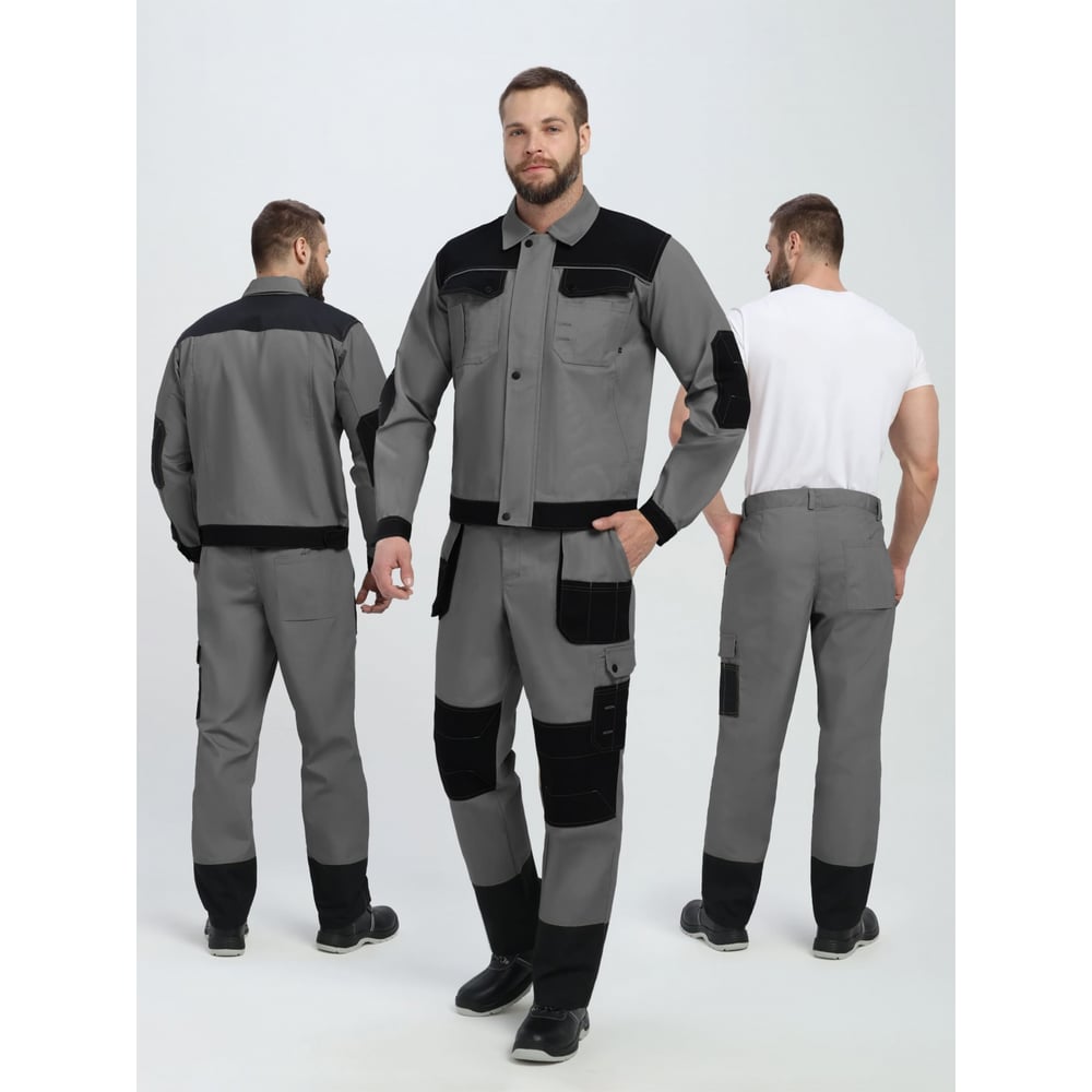 Изображение товара Мужской костюм-футболка ФАКЕЛ Вест IMP из канвас, 260 г/м², темно-серый/черный