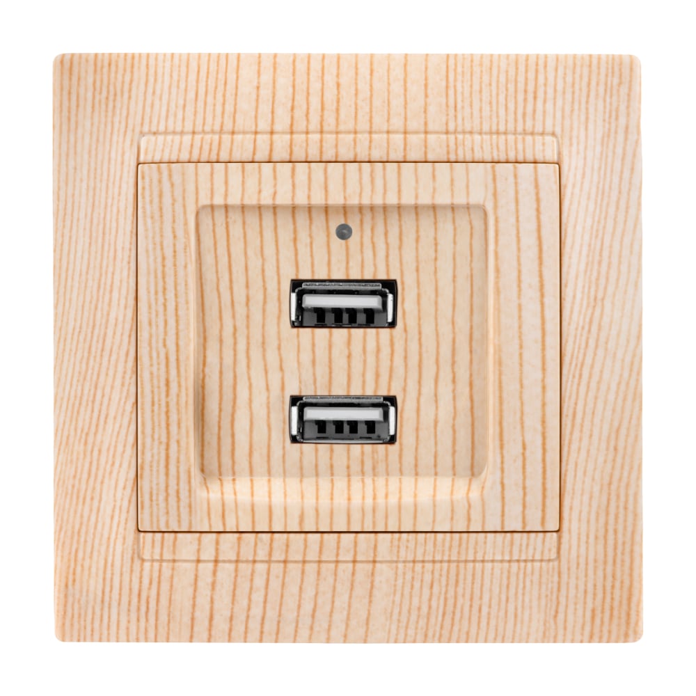 Розетка TDM ELECTRIC 2USB порт 2,1А 5В сосна Лама TDM SQ1815-0341