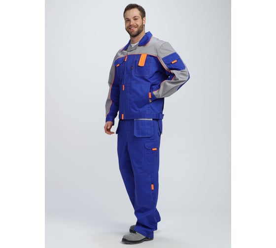 Изображение товара Костюм с брюками Драга-1 Факел (ткань смесовая, 240) васильковый/св.серый/оранжевый 87490701.025