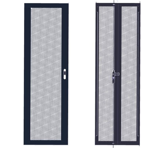 Изображение товара Комплект дверей TWT 42U, 600мм, черный передняя-перфорированная, задняя-распашная перфорированная CBB-DR42-6x-S-P1