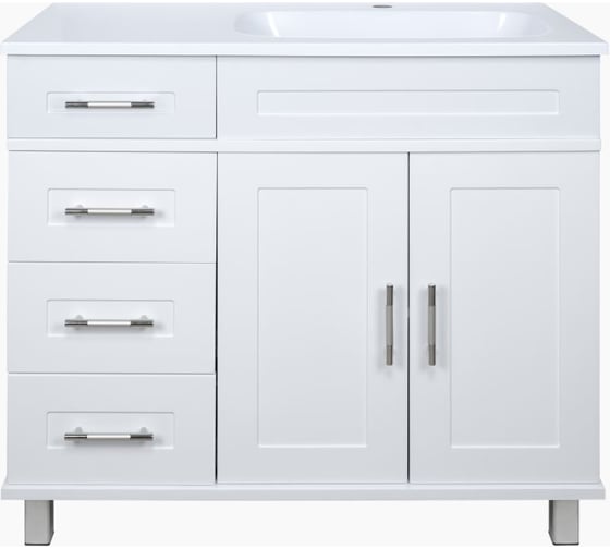 Изображение товара Напольная тумба Misty Купер - 90 с 4 ящиками, правая, белая П-Куп01090-0124ЯП