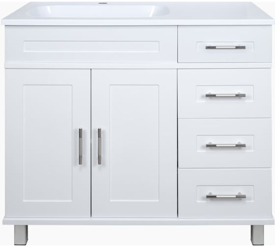 Изображение товара Напольная тумба Misty Купер - 90 с 4 ящиками, левая, белая П-Куп01090-0124ЯЛ