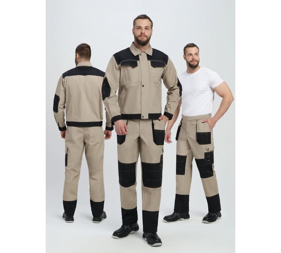 Изображение товара Костюм ФАКЕЛ Вест IMP ткань канвас 260 брюки, бежевый/черный 87494827 87494827.022
