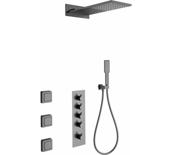 Изображение товара Встраиваемая душевая система с термостатом Wonzon & Woghand Темный графит WW-D4100-BGG
