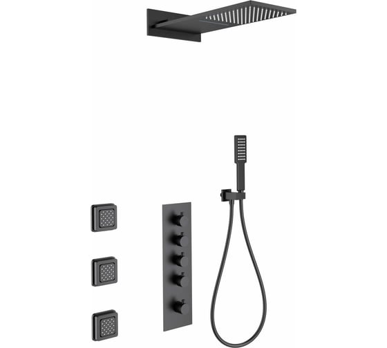 Изображение товара Встраиваемая душевая система с термостатом Wonzon & Woghand Черный матовый WW-D4100-MB