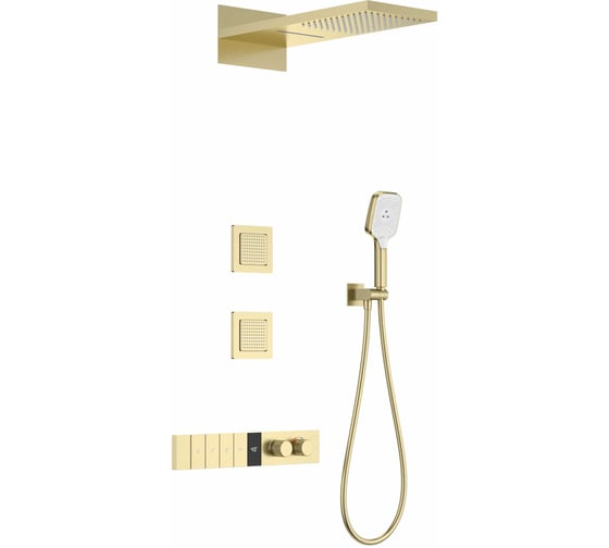 Изображение товара Встраиваемая душевая система с термостатом Wonzon & Woghand Брашированное золото WW-D4538-A-BG