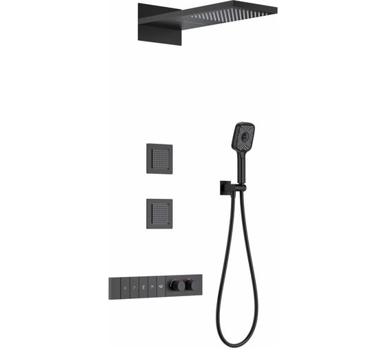 Изображение товара Встраиваемая душевая система с термостатом Wonzon & Woghand Черный матовый WW-D4538-A-MB