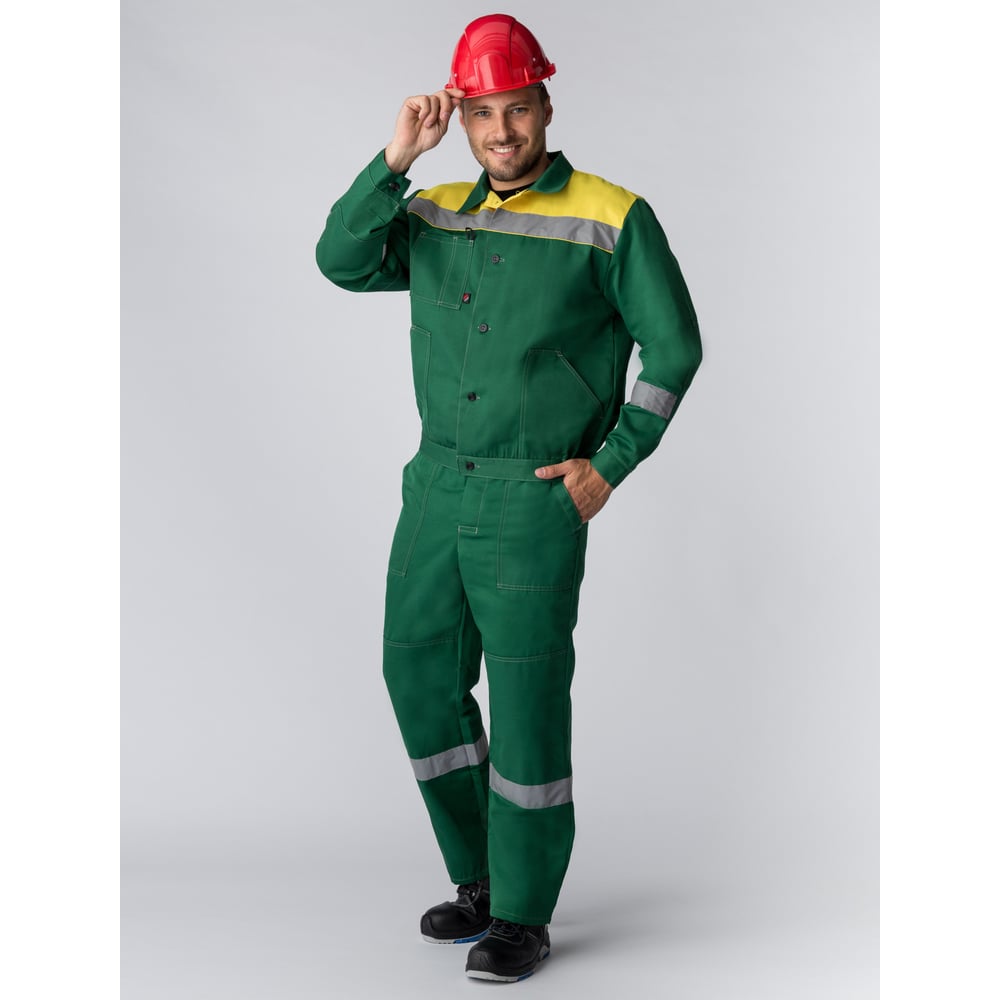 Изображение товара Костюм с брюками Факел Лигор-1 СОП (ткань смесовая, 210) зеленый/желтый 87477045.025