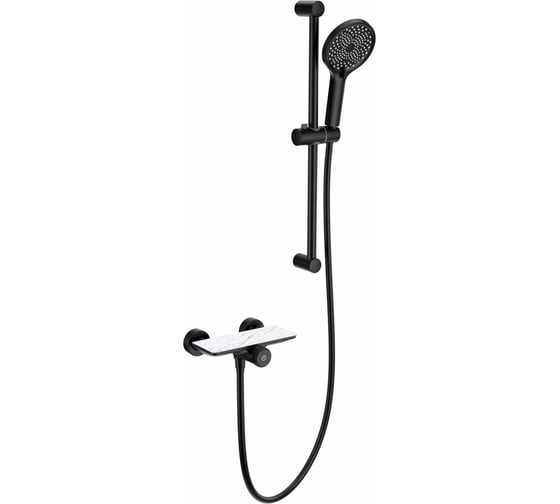 Изображение товара Смеситель для душа с гарнитуром Wonzon & Woghand ClickPlate, черный матовый WW-B2052-A-MB