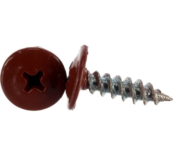 Изображение товара Саморез с прессшайбой крепежная техника красная окись 4,2х19 (RAL 3009) острая, 1000 шт. БК 1000058 БК