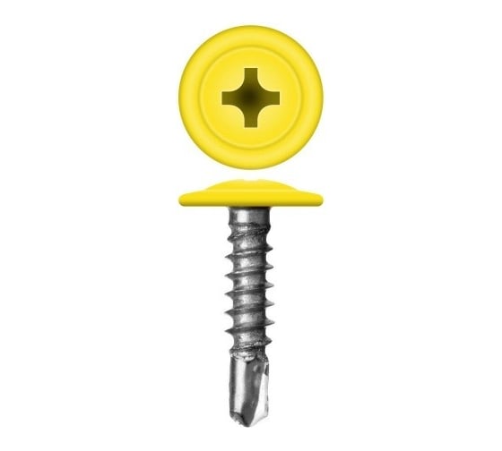 Изображение товара Саморез прессшайба крепежная техника желтый цинк 4,2\16 (RAL 1018) сверло (1000) БК 1000142 БК