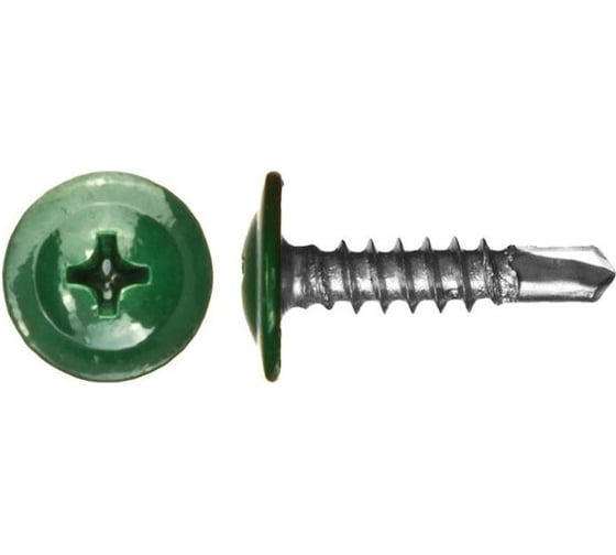Изображение товара Саморез прессшайба крепежная техника зеленый лист 4,2\19 (RAL 6002) сверло (1000) БК 1000158 БК