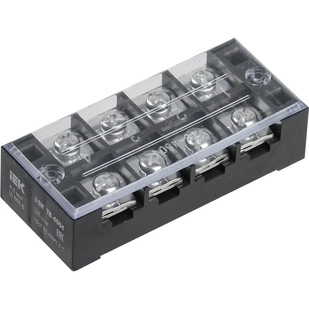 Изображение товара Блок зажимов IEK БЗН ТВ 1004 10 мм2 100А для DIN-рейки