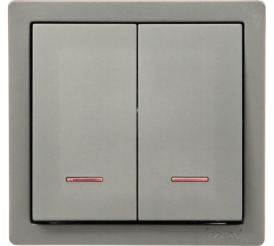 Изображение товара Выключатель двойной Lezard LETO с подсветкой платина 752-3500-112