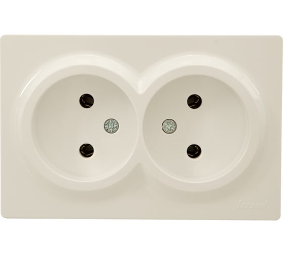 Изображение товара Розетка двойная Lezard LETO без заземления, закрытый корпус, ПБТ, крем 752-0300-128B
