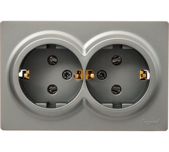 Изображение товара Розетка двойная Lezard LETO с заземлением, закрытый корпус, ПБТ, платина 752-3500-127B