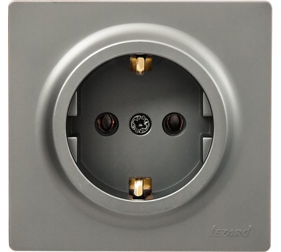 Изображение товара Розетка Lezard LETO с заземлением, ПБТ, платина 752-3500-122B