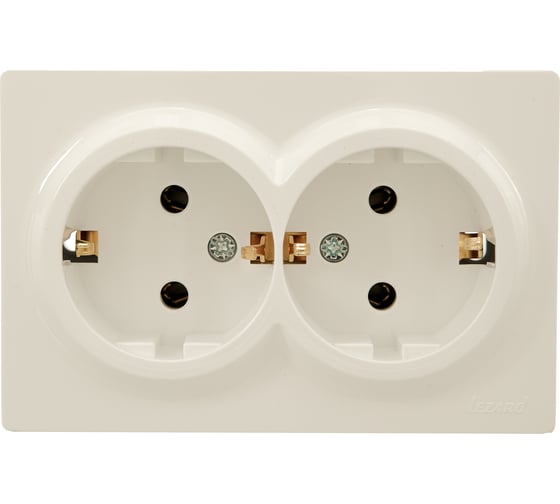 Изображение товара Розетка двойная Lezard LETO с заземлением, закрытый корпус, ПБТ, крем 752-0300-127B