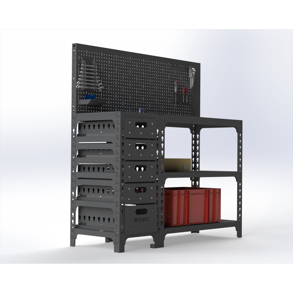 Изображение товара Стол-верстак ООО Металекс с тумбой 950x1600x500 мм, серый
